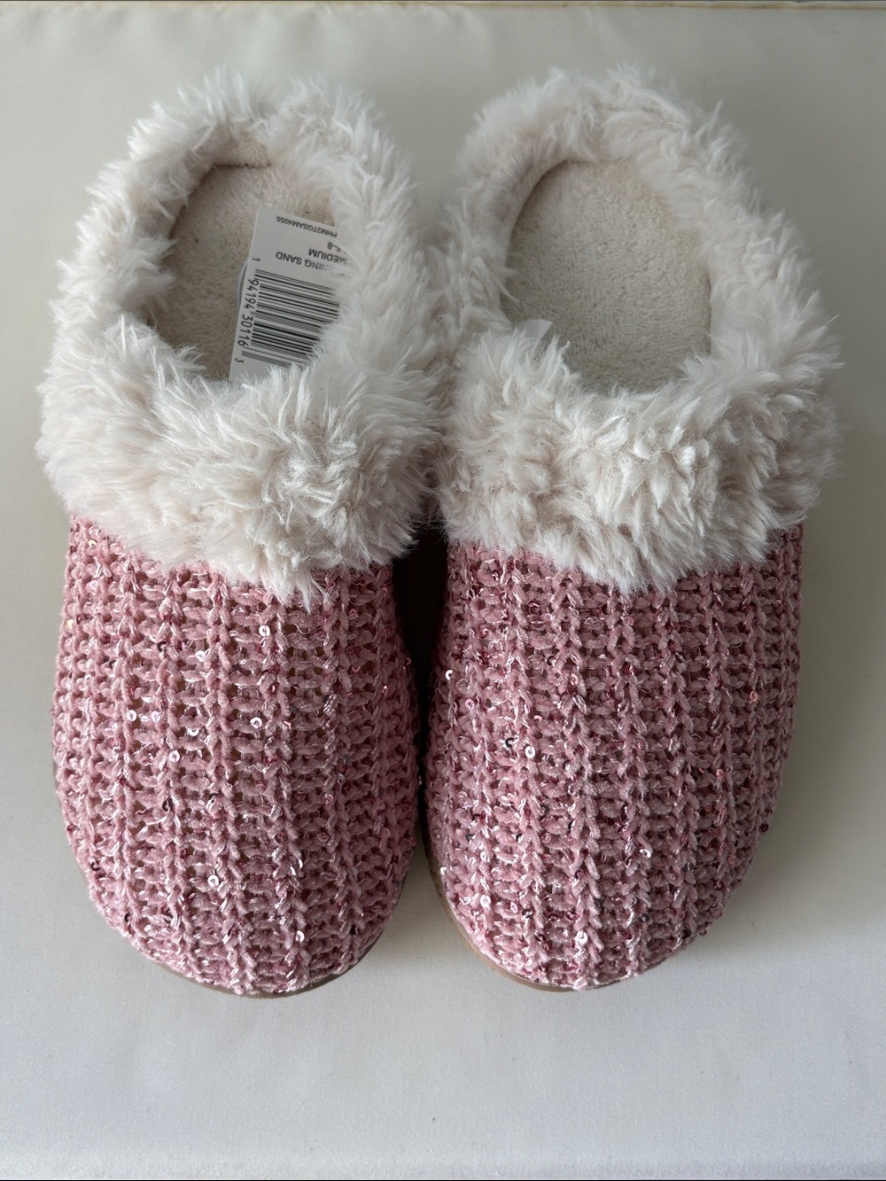 ISOTONER SPARKLING EVENING SAND Ladies pink memory foam slippers